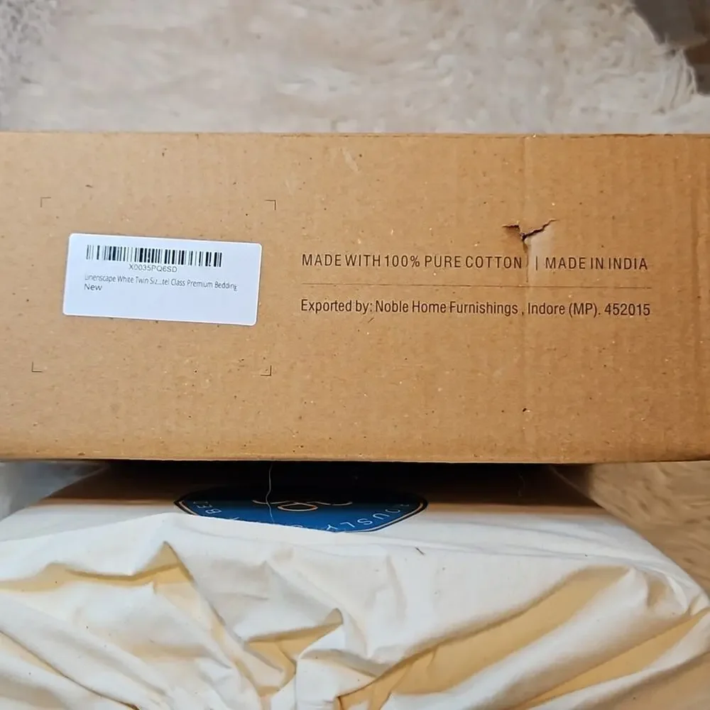 New! LinenScape White Ivory 100% Cotton Twin Sheet Set